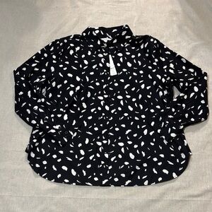 Chico's Black‎ and White Button Down Shirt size 14 NWT